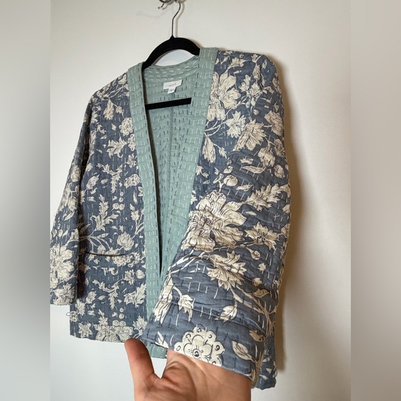 J.Jill Pure Jill Kantha Quilted Floral Open Front Jacket Size XS - Picture 3 of 8